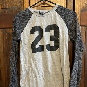 Jordan Boys Gray and Black Long Sleeve Tee